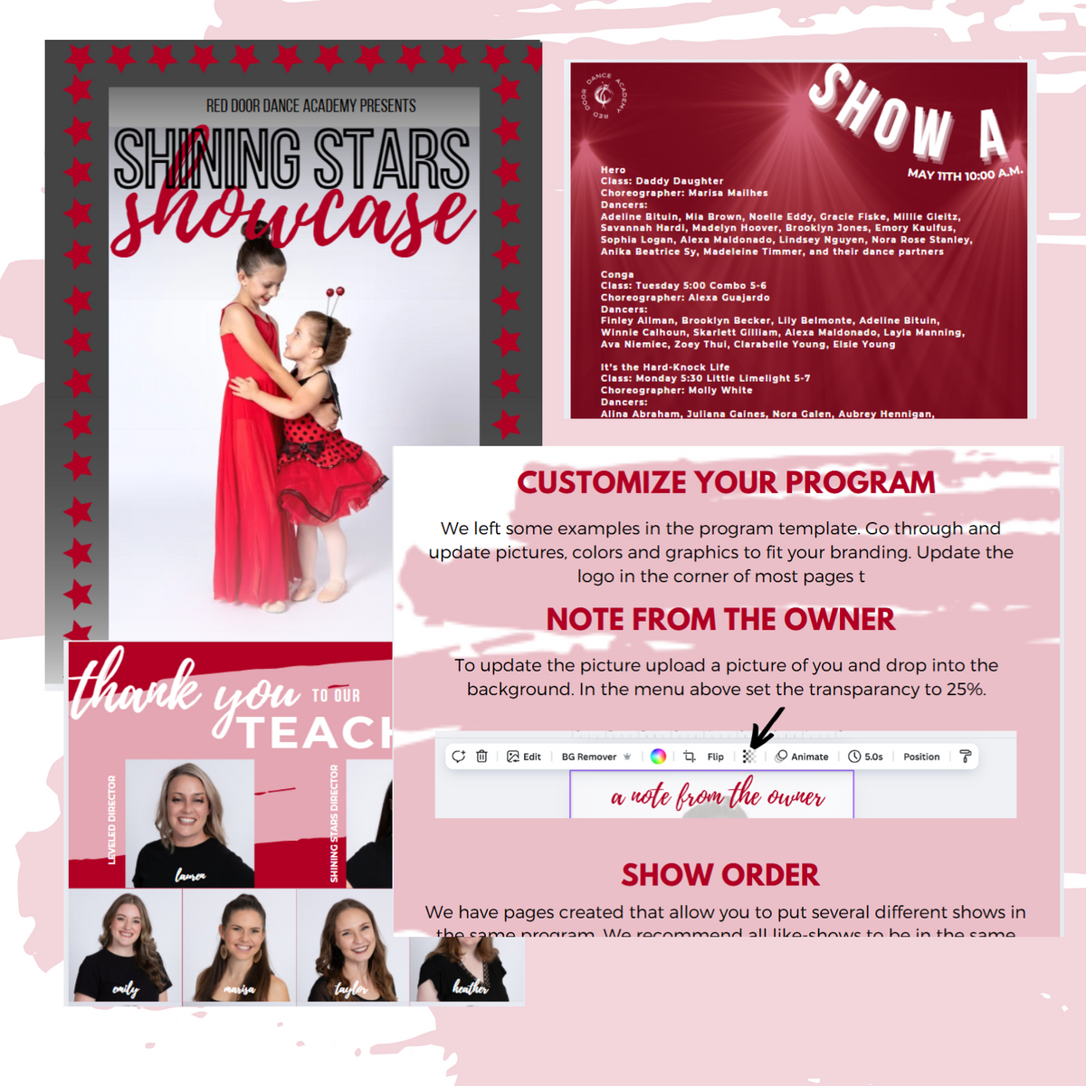 Recital Program Graphics Digital Recital Program Template – Red Door Dance Academy