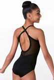 Black Open Mesh-Back Leotard